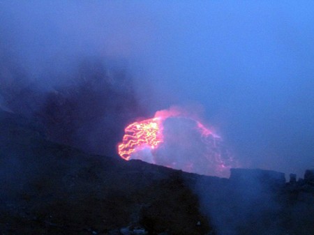 Lava lake in the crater of Mount Nyiragongo