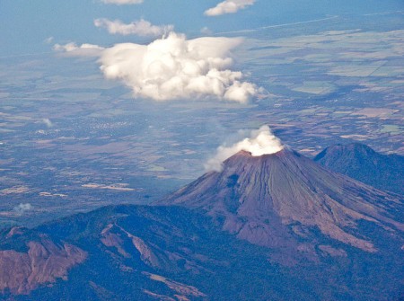 Aerial view of steaming San Cristóbal Volcano Aerial view of steaming San Cristóbal Volcano