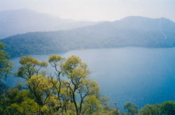 The side view of Lake Oku